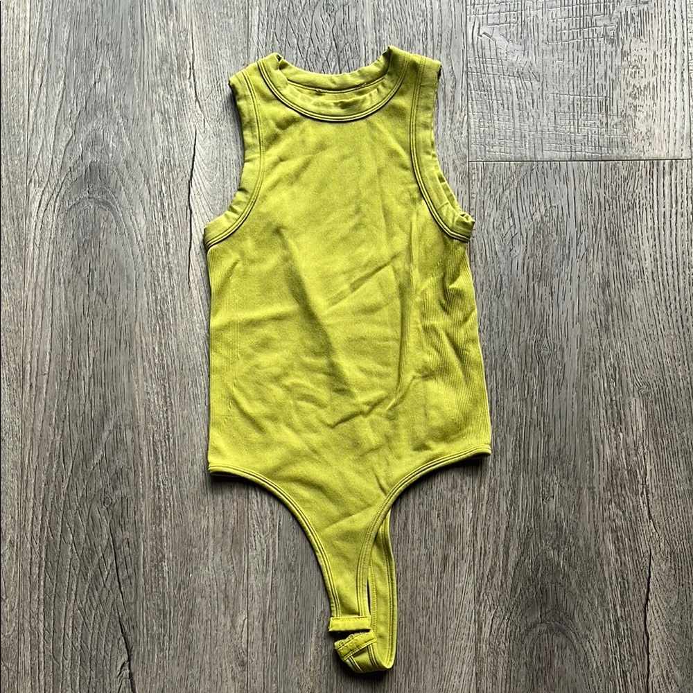 Vibrant Lime Sleeveless Thong Bodysuit